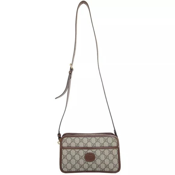 Auth GUCCI GG Supreme Crossbody Shoulder Bag Beige / brown PVC/leather - Picture 3 of 12